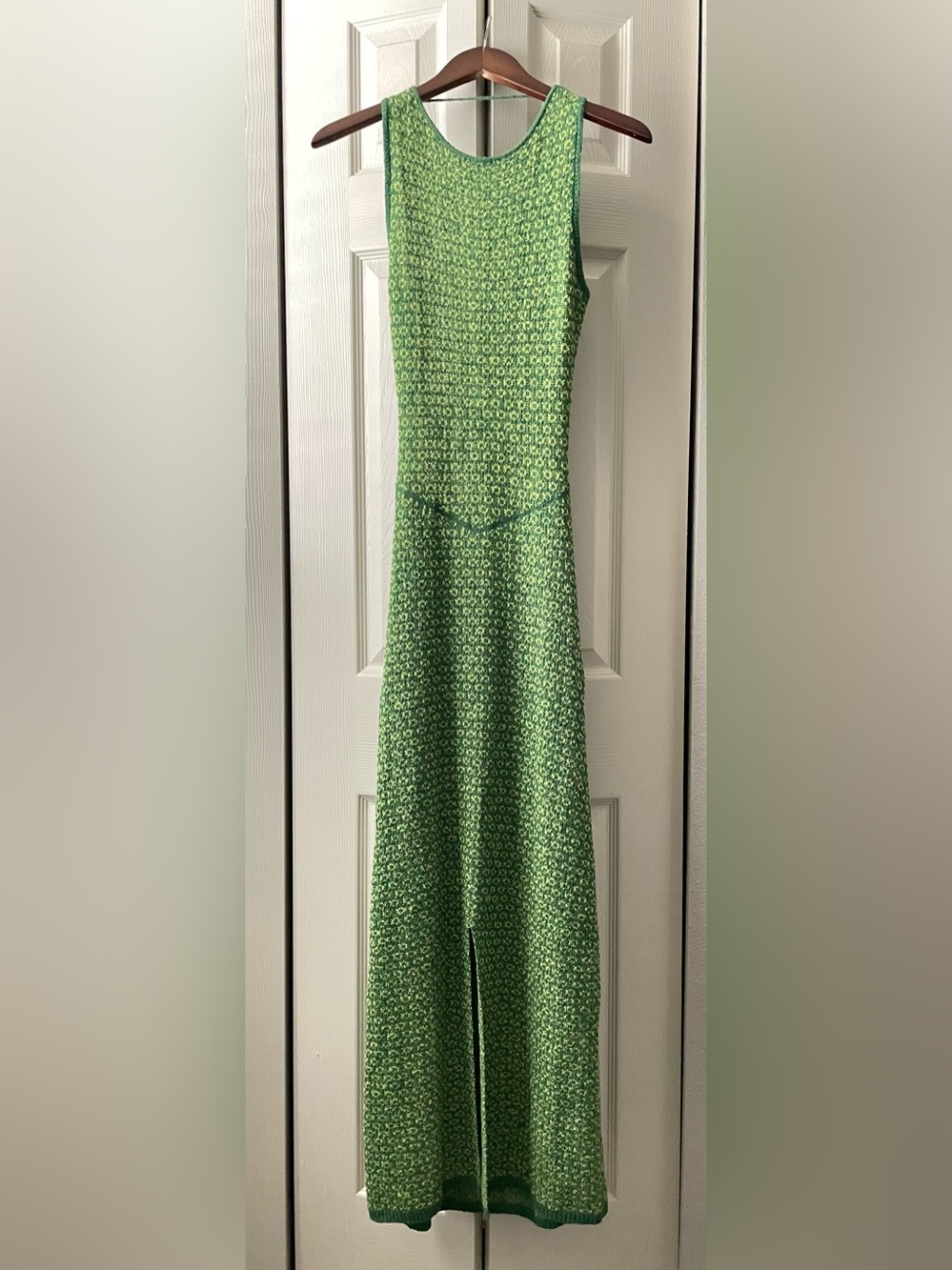 FP Beach Green Sleeveless Maxi Dress with Geometric Lace